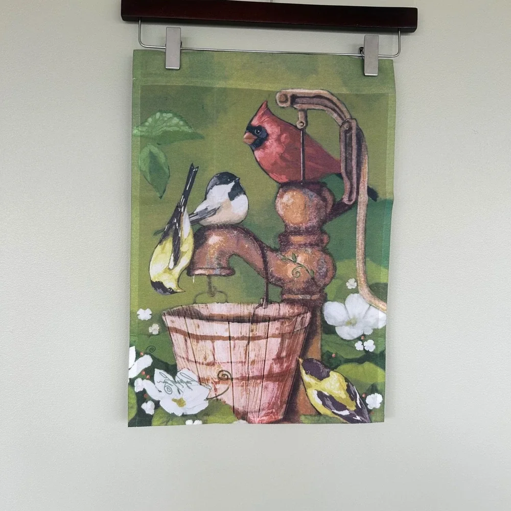 Kay Dee Designs Garden Flag Unisex 18x12.5 Multicolor Songbirds Water Pump Decor